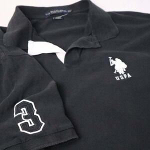 US Polo Assn. Mens Black Polo Shirt Short Sleeve‎ 3 Logo Casual Big Pony Rugby